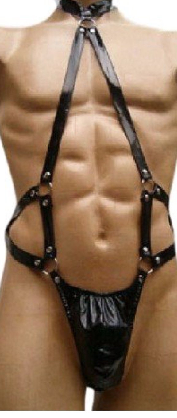 Men's Sexy Leather Stripper Mankini Underwear Jockstrap Swimwear Bodysuit Jumpsuit Men's Lingerie Exotic Dancer
