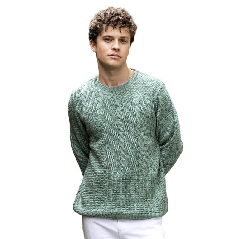 Men's Acrylic Cable Knit Sweaters |Casual Wear | Crew Neck | Long Sleeve | Pull On Closure | Sweaters Crafted with Comfort Fit for Everyday Wear