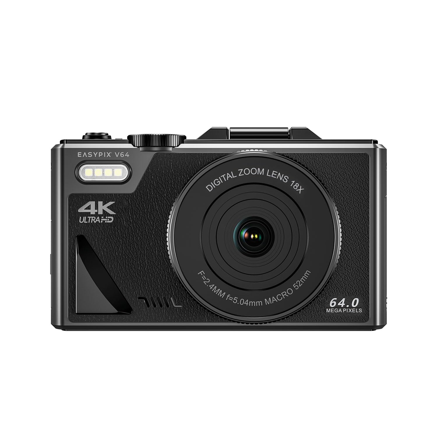Easypix V64 Flip, fotocamera digitale con flip-screen, display pieghevole da 3,0", risoluzione fino a 64 MP, zoom digitale 18x, WiFi, perfetto per vlogger e selfie