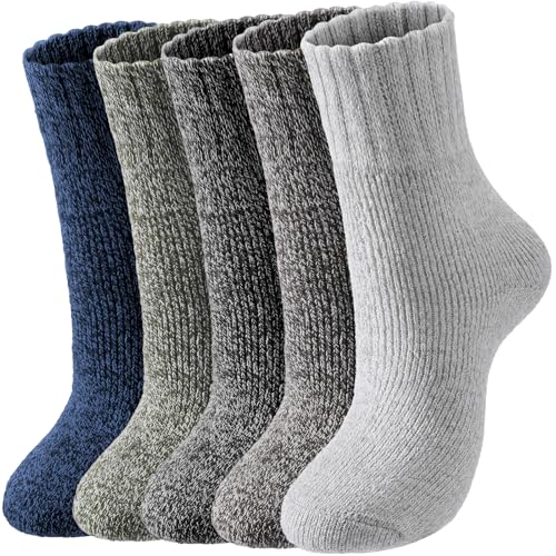 Image of Wool Socks for Women - Womens Wool Socks Winter Sock for men Warm Thick Knit Soft Vintage Casual Crew Sock