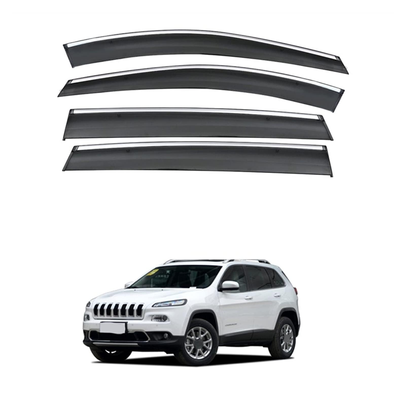 4 Piezas Deflectores de Viento Coche para Jeep Cherokee 2016-2018, Ventanas Laterales Deflectores Aire Ventana Derivabrisas Lluvia Visera Protector Accesorios