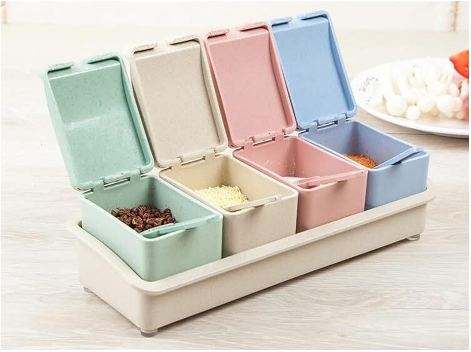 Pots d'assaisonnement, boîte à épices, 5 pièces boîte d'assaisonnement ustensiles de cuisine pots à condiments de sel restaurant poivrière shaker sucrier stockage pots à épices simple ( Color : Set Li