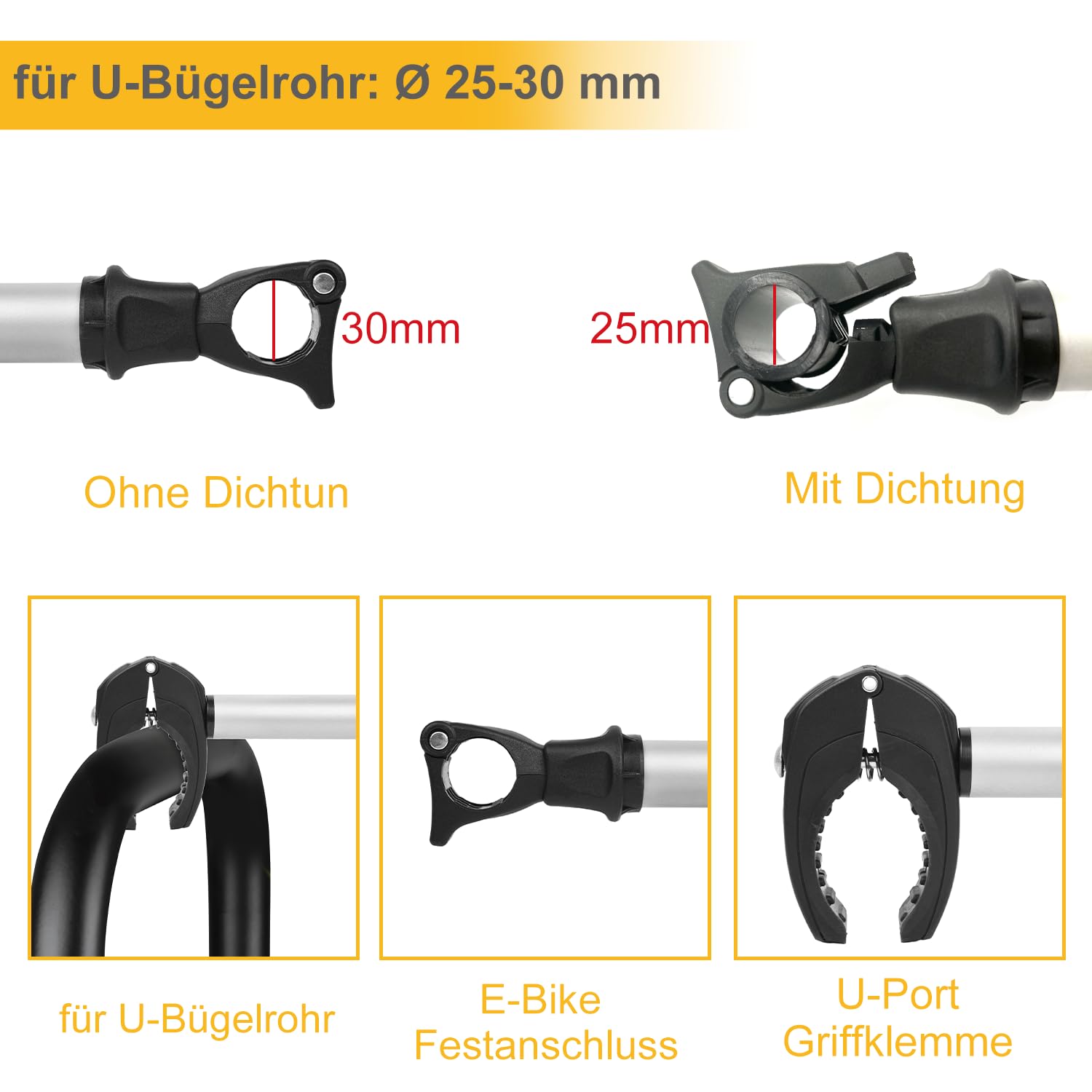 Rahmenhalter 3 Pack, 25cm+32cm+45cm Länge Abschließbare Rahmenhalterung für Fahrradträge ，für U-Bügelrohr