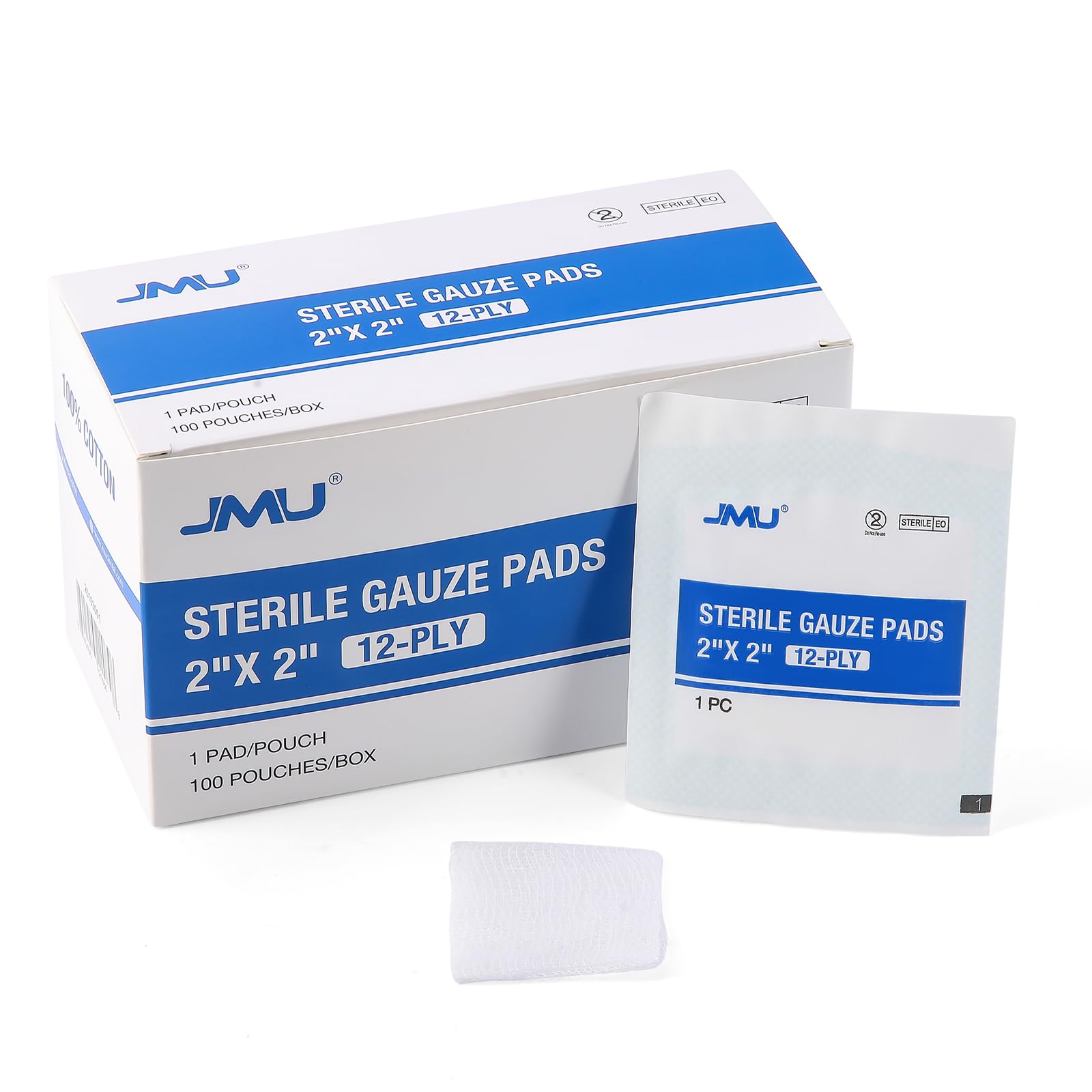 JMU 100 Pack Sterile Gauze Pads 4x4, 12-Ply, Woven Sponges Cotton Medical — Amazon image 10