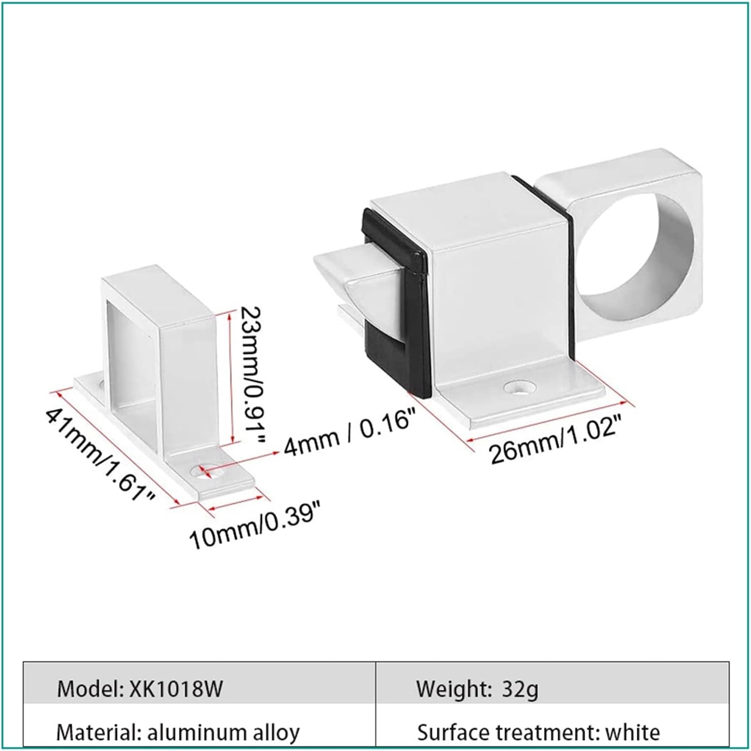 Spring Door Bolt Latch Lock Automatic Door Bolt Latch Home Office Hotel Gate Aluminum Alloy Spring Bounce Window Lock 1Pcs(White)
