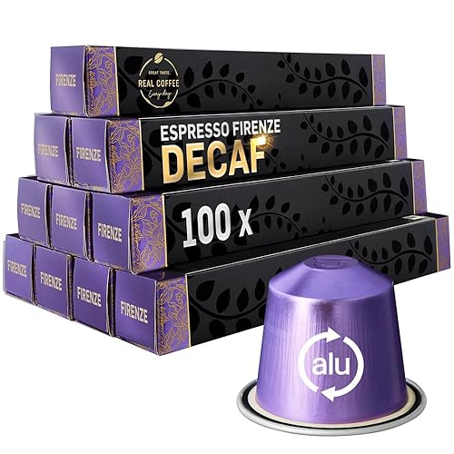 Espresso italiano descafeinado "Firenze" sabe a café completo  100 cápsulas de aluminio para Nespresso - Sabor rico