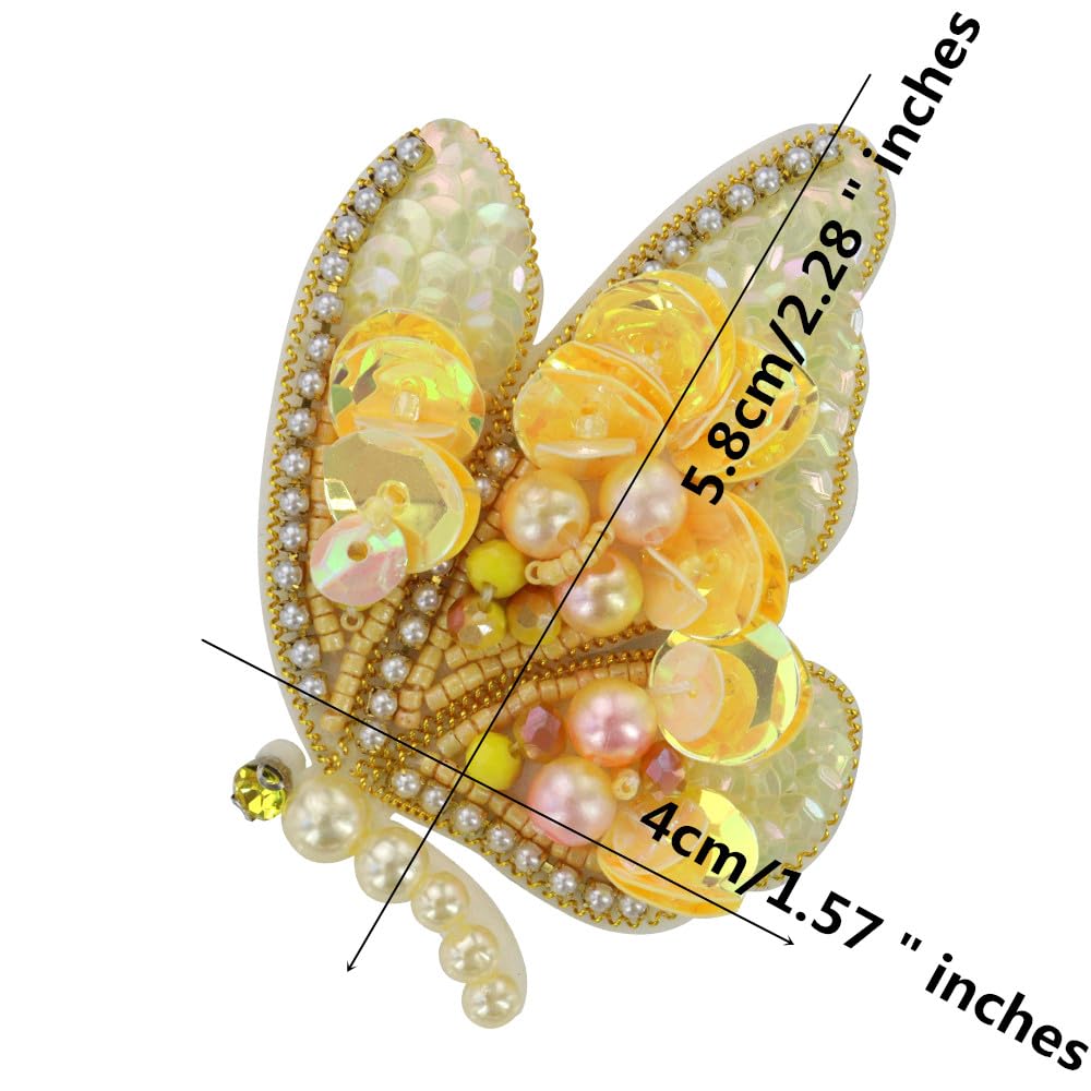Exquisitos parches de flores y mariposas para coser, apliques de diamantes de imitación de lentejuelas para ropa, bolsos, sombreros, accesorios de bricolaje, 2 piezas (Q Mix, 16 piezas)