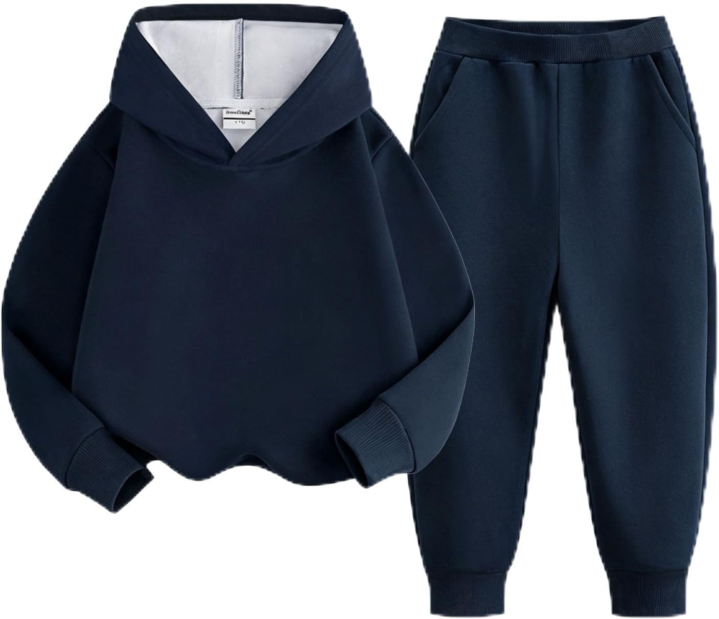 Boys Girls Basic Hooded Sweatshirt and Jogger Pants Sportswear 2 Piece