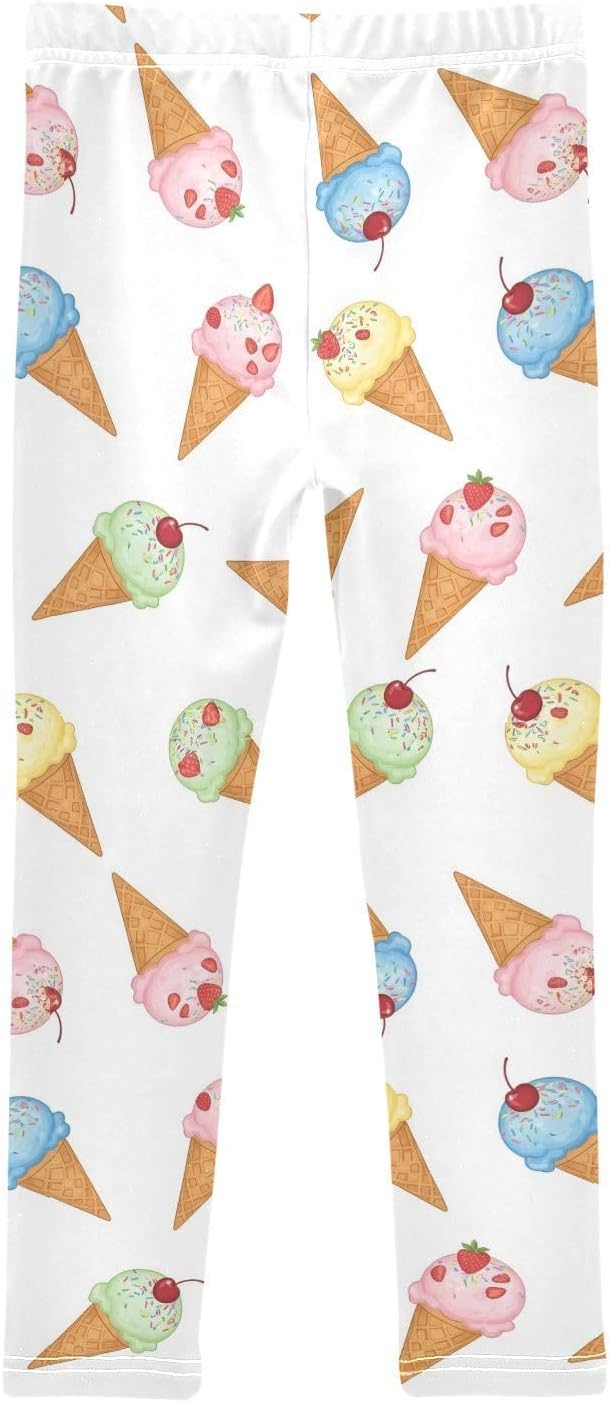 Girls Yoga Pants Colorful Ice Cream White