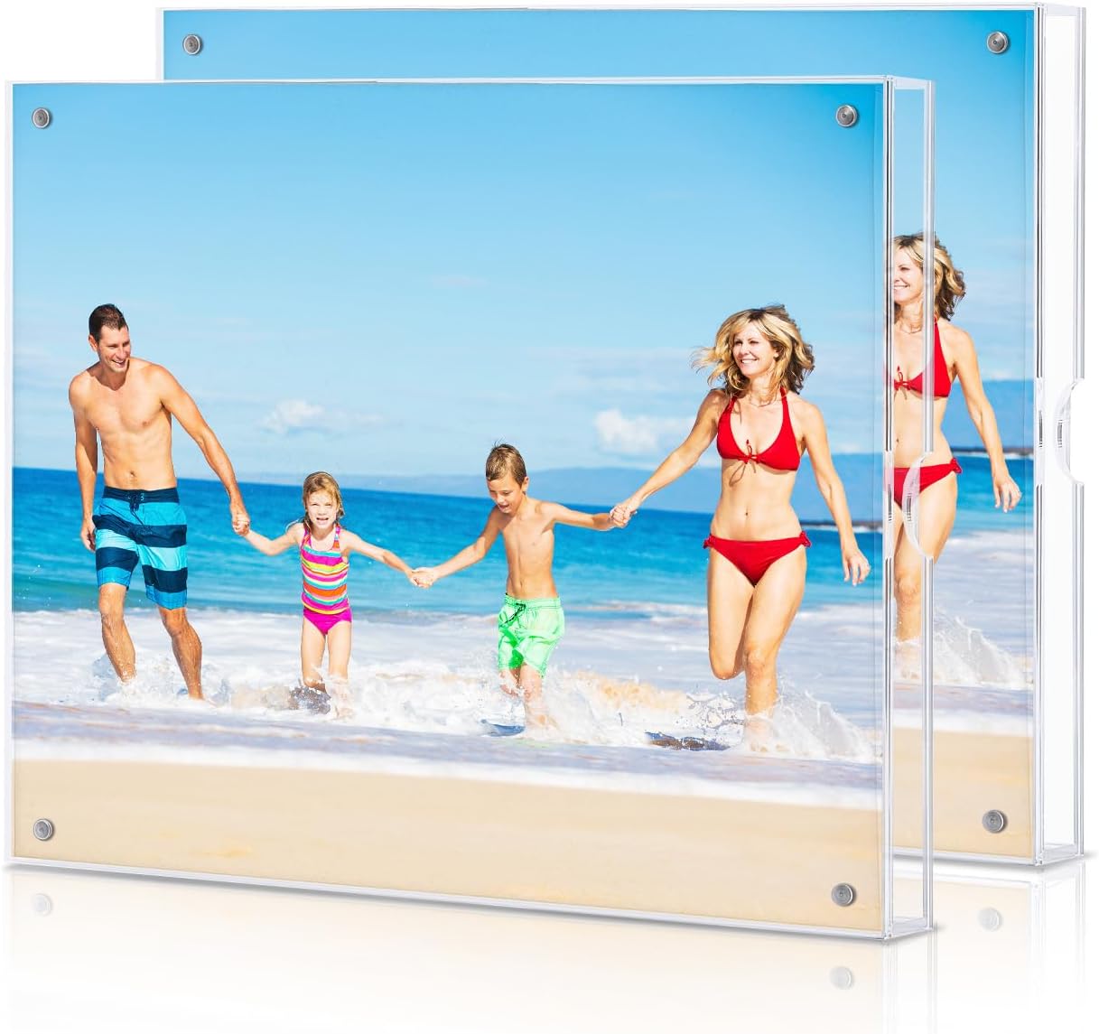 HOUSE DAY Acrylic Picture Frames 8x10, Lightweight Magnetic 8x10 Picture Frame for Wall and FreeStanding Desktop Display Clear 8 x 10 Photo Frame with Microfiber Cloth Nails 8x 10 Photo Frame for Gift (2 Pack)