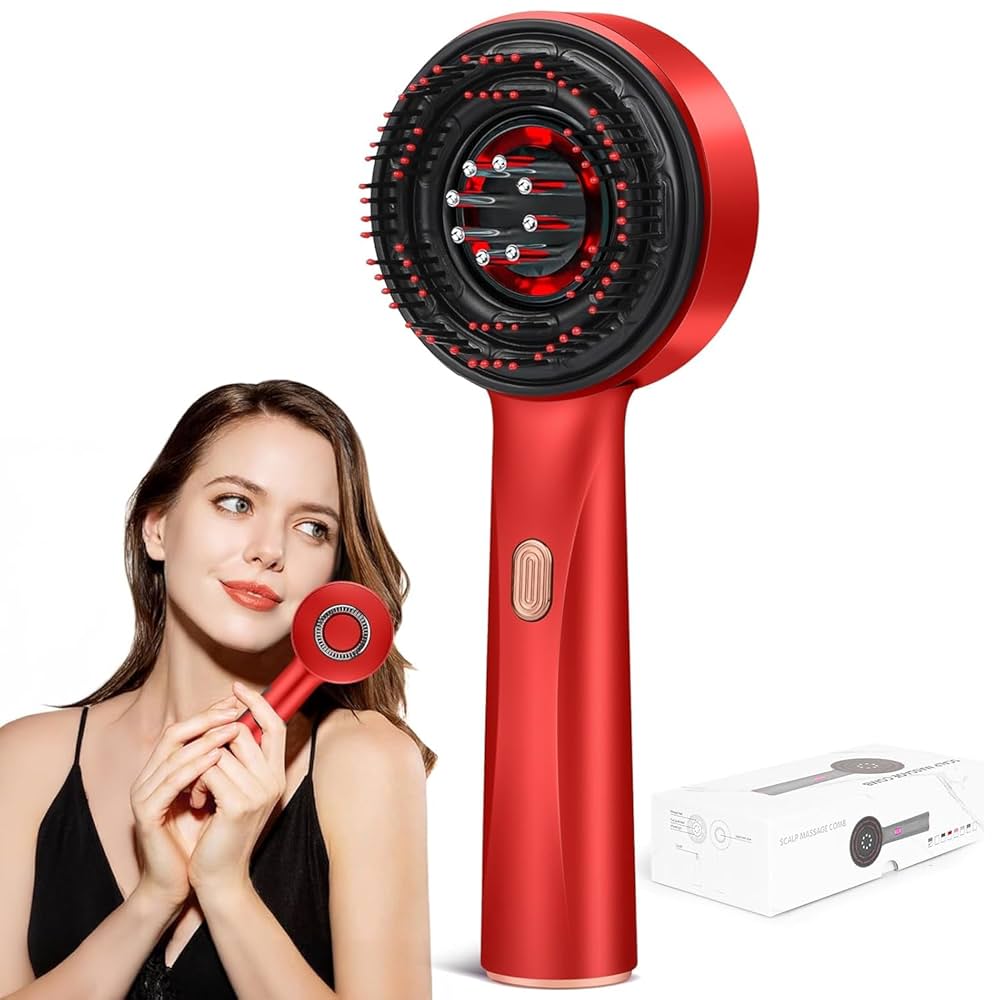 NOVY 3-in-1 Electric Hair Oil Applicator & Scalp Massager – IPX7 Waterproof Head Massage Brush for Hair Growth & Relaxation (Red) : Amazon.in: Health & Personal Care