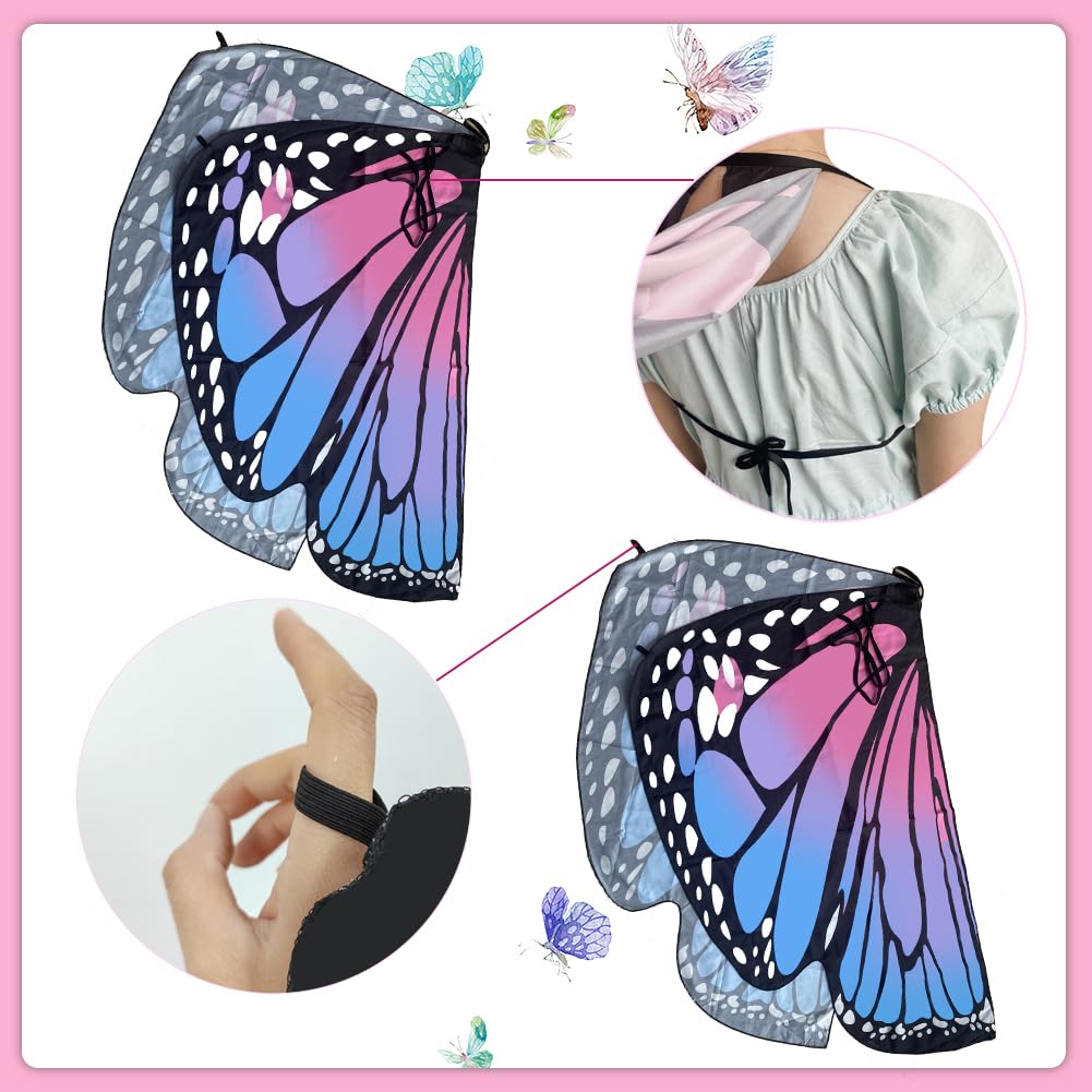 AffeGifts Ailes De Papillon Enfant – Cape Et Capuche Déguisement Fille 3-8 Ans, Rose, Pour Carnaval Et Jeux D'imagination
