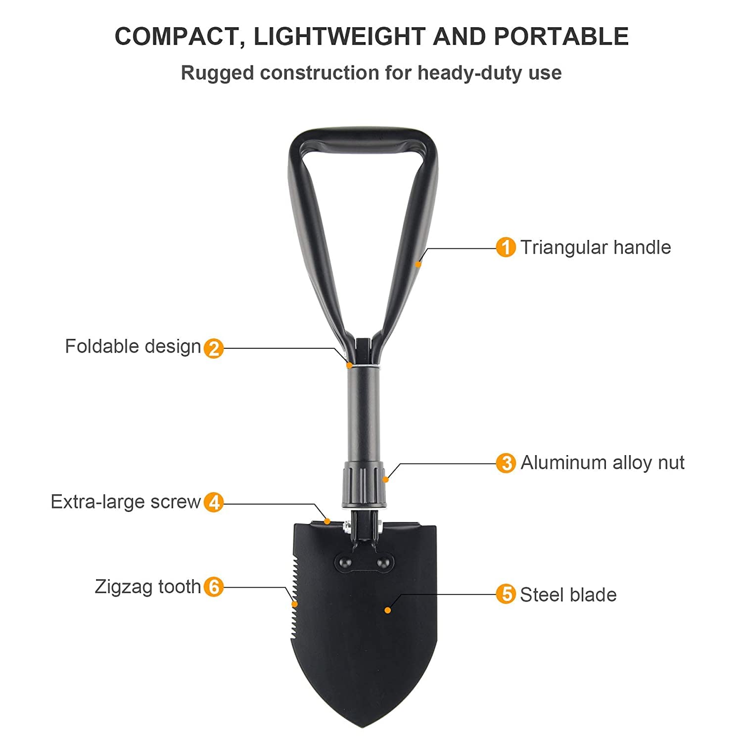 AASONS Small Multi-Function Folding Shovel Camping Garden Shovel Multi-Purpose Car Emergency Tool | Multitool Mini Outdoor Multifunctional Portable Tool Lightweight for Outdoor Hiking with Cover - Image 6 thumbnail