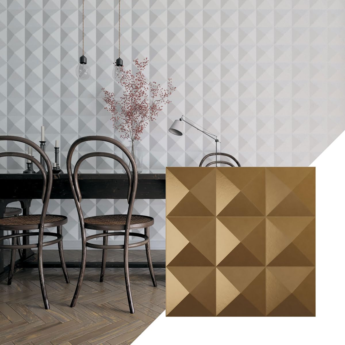 Panel de pared 3D Benson EnduraWall de 19 5/8" con acabado premium texturizado Gold Rush