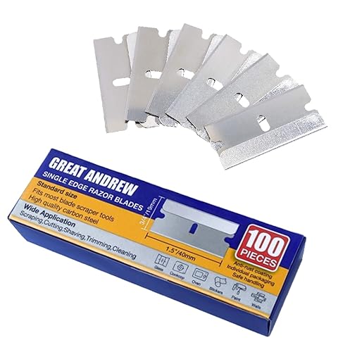 Great Andrew - Cuchillas de afeitar de un solo filo, paquete de 100 cuchillas de afeitar de borde recto, repuestos de cuchillas de seguridad,