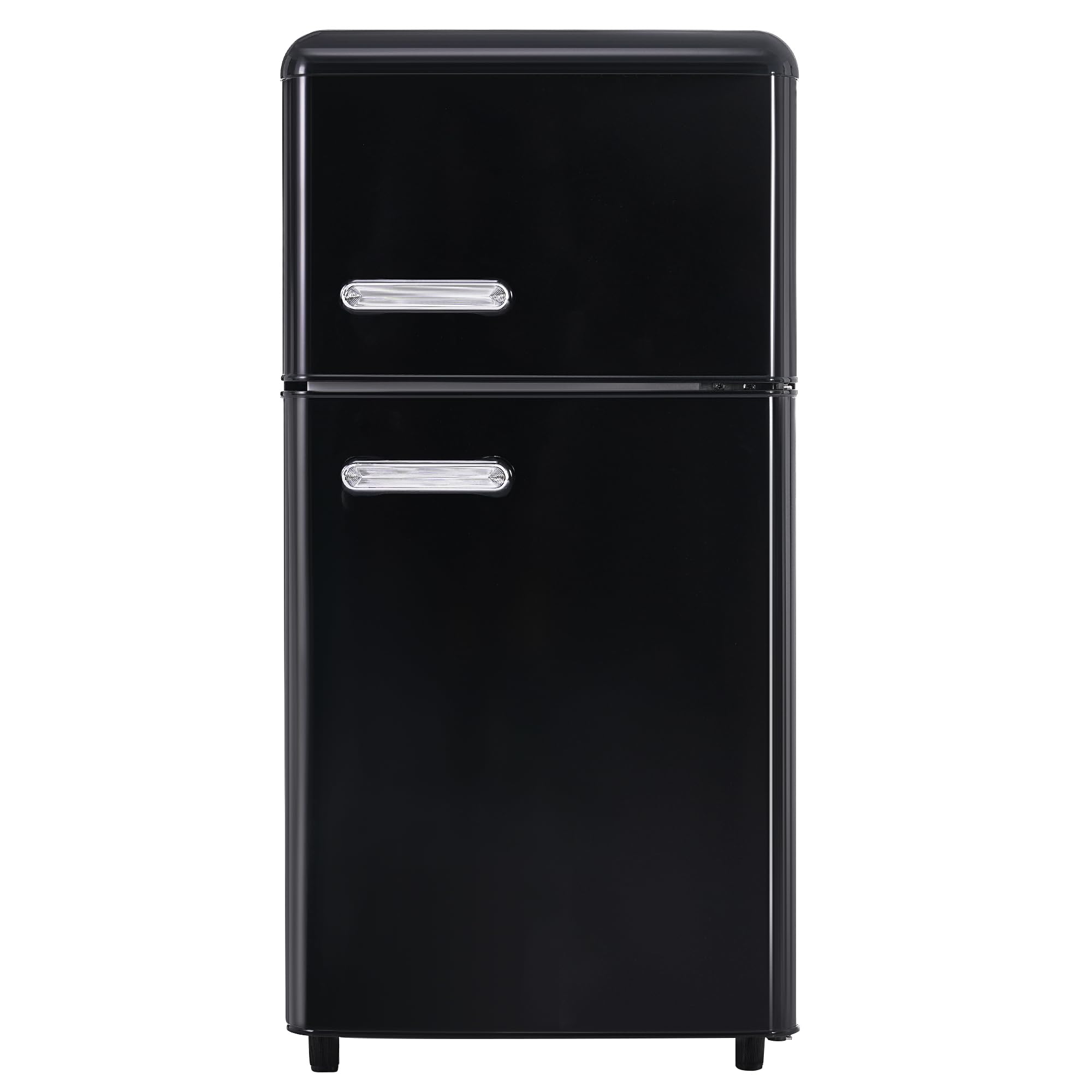Merax Réfrigérateur rétro à double porte, 72 litres, avec compartiment congélateur de 21 litres, 120 kWh/an, éclairage LED - Noir