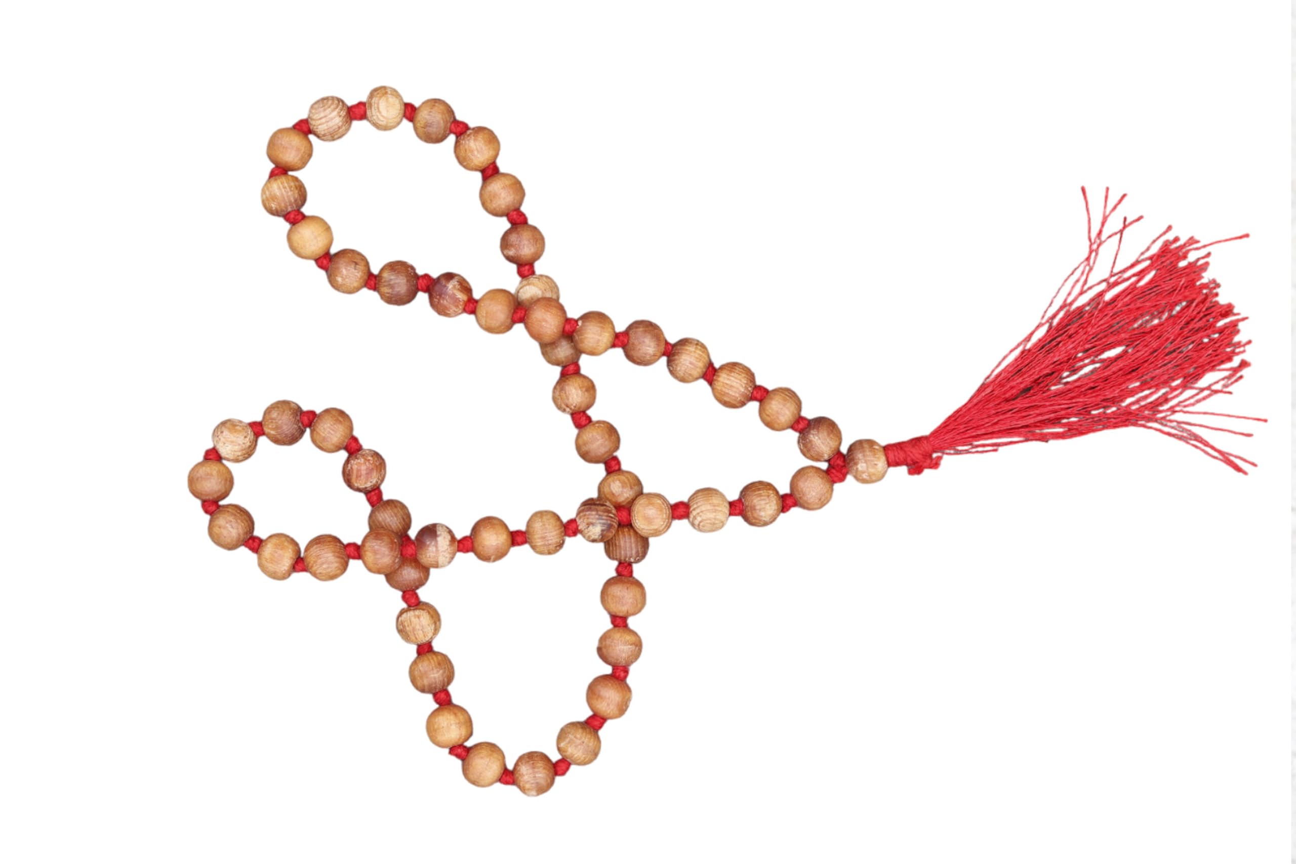 Knotted Devadaru Mala Devadaru Japa Mala with Tread Tassel Devadaru Malai 54+1 (6mm) Beads Mala for Meditation Pooja Chanting Wearing Prayer Beads-image-49