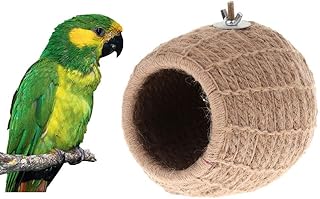 Bird Breeding Nest Cotton Rope Bed Toy for Parrot Budgie Parakeet Cockatiel Parakeet Conure Canary Finch Lovebird Small Medium Animal Cage Hatching Nesting Box (Hemp)