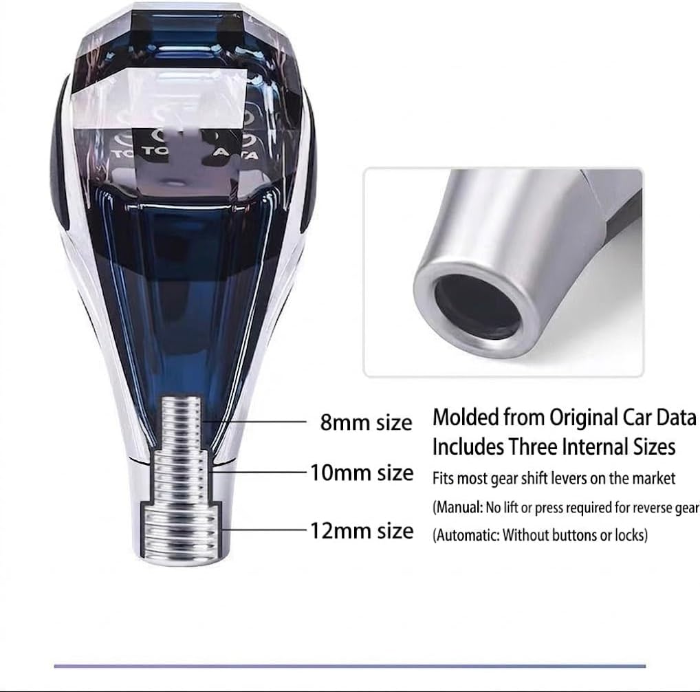 Touch Activated LED Crystal Gear Shift Knob, Luminous Shifter Stick with Built-in Light, USB Rechargeable Car Interior Accessories for Automatic Transmission (Lexus Style)
