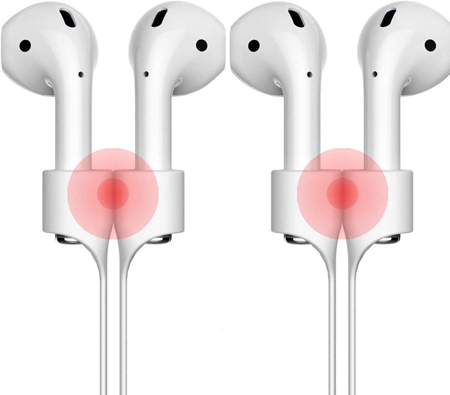 Strap Compatible Airpods,Kupx 2 Pack Silicone Anti-Lost Strap with Strong Magnetic Adsorption Connector Sports Neck Around Cord Strap Compatible Apple Wireless Earphone Airpods Pure White (White)