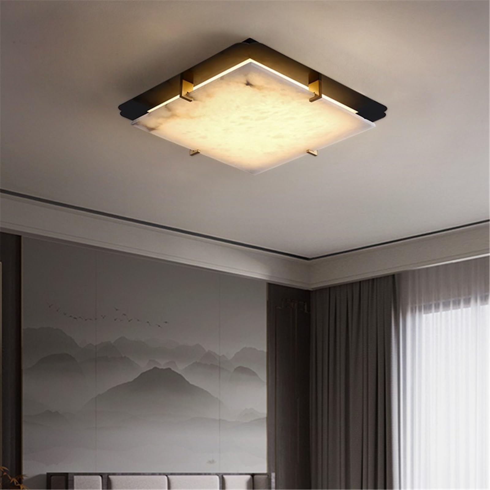 Lámpara de techo Lámpara de techo piedra Fengyun mediados siglo con iluminación LED creativa moderna for dormitorio y estudio Dormitorio