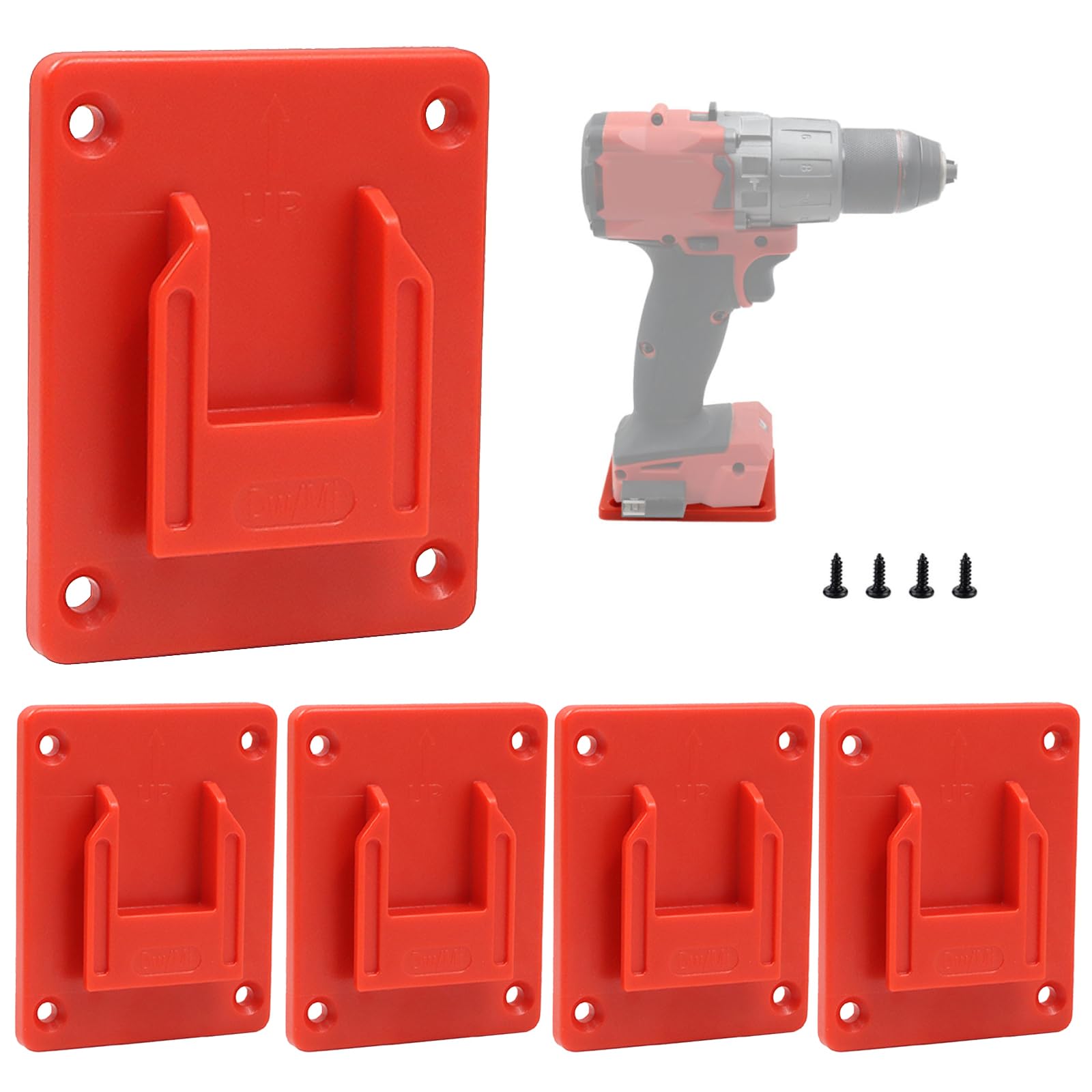 5 Packs Tool Holder Compatible with Dewalt 18V & Milwaukee M18 Tools Wall Mount Storage Rack Drill Tools Fixing Bracket on Wall Bench with Screws