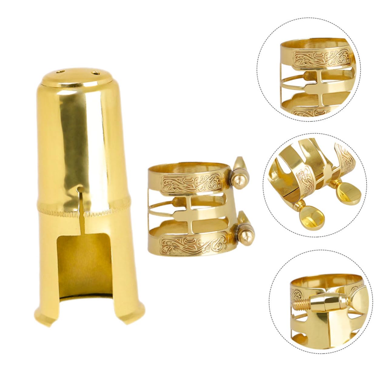 Baluue Alto Saxophon Ligaturkappe aus Messing Hochreaktiv und Robust Ersatzmundstück Zubehör für Tenor Saxophon mit Dekorativer Klemme