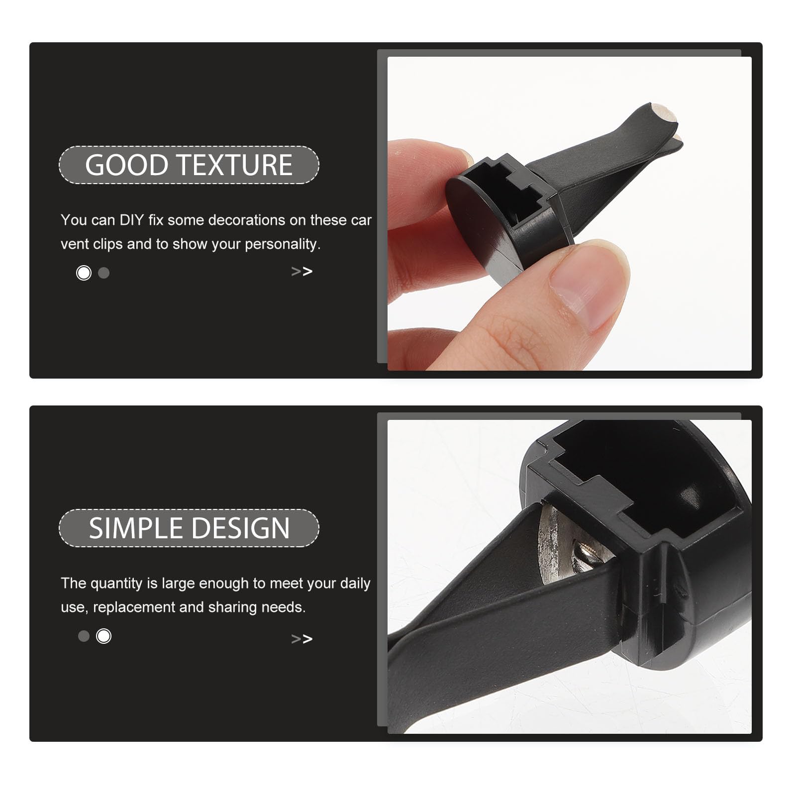 Clip per Bocchetta Aria Auto 100 Pezzi in Metallo Nero | Presa Aria e Uscita Clima, Installazione Rapida, Struttura Robusta, Adatti a Decorazione e Fai da Te