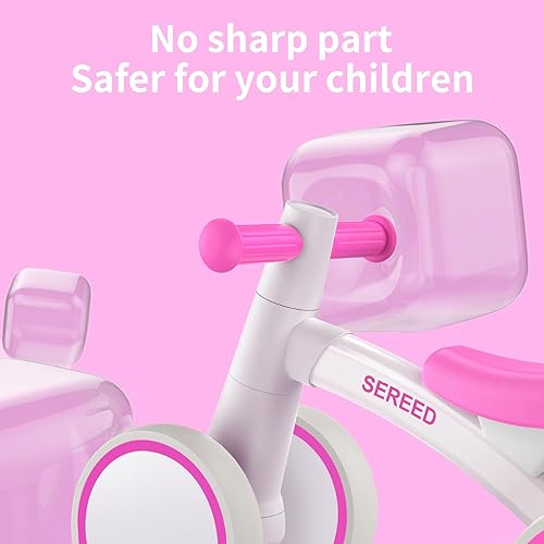 Miniatura 5 de SEREED Bicicleta de equilibrio para bebés de 1 año, bicicleta de equilibrio para niños y niñas de 12 a 24 meses, 4 ruedas, primera bicicleta para