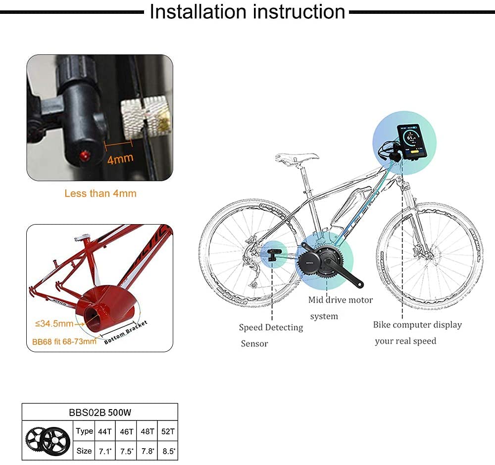 Amazon | BAFANG BBS02B 48V 500W BBS02B モーターEバイク DIY変換