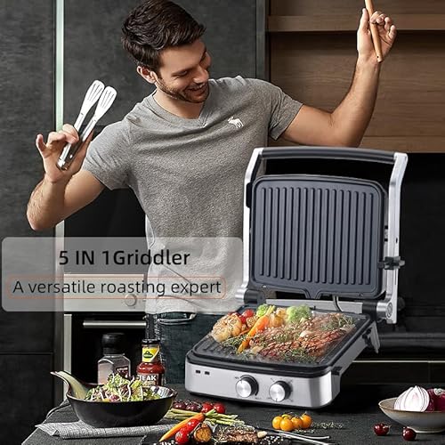 image for Vivicreate 5 in 1 Contact Grill, Stainless Steel Panini Press and Sand