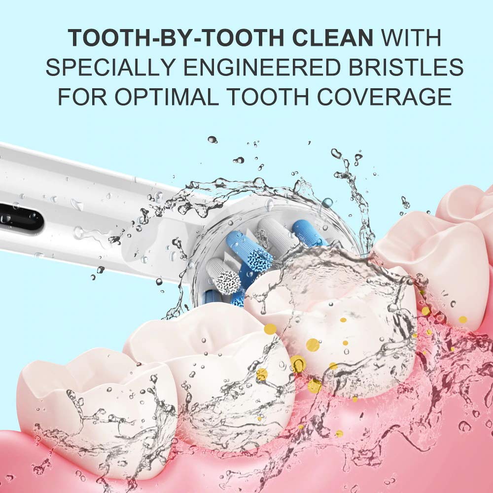 MAYCREATE® Replacement Brush Heads Compatible With Pack of 8 Generic Crossaction Electric Toothbrush Heads, For Oralb Braun Bases (8) (White for Oralb Braun Bases) - Image 3 thumbnail