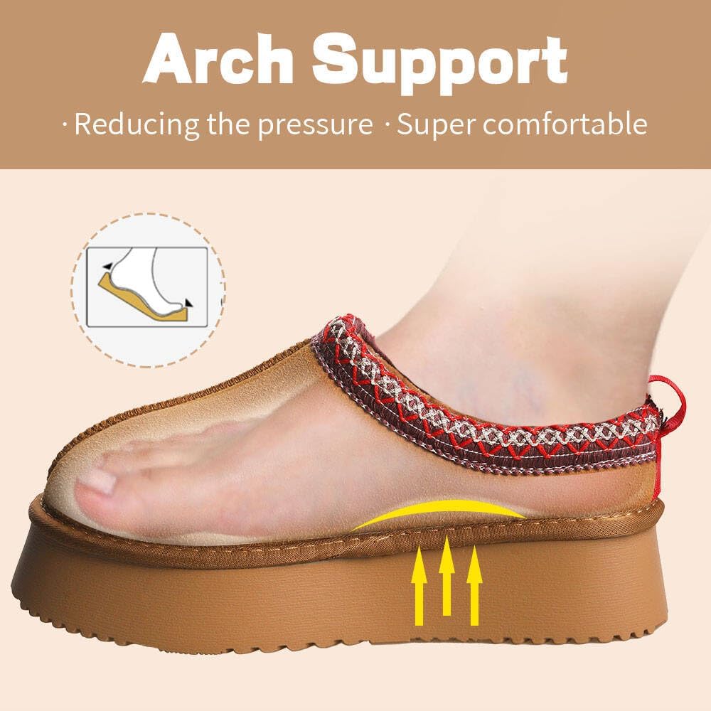 Women's Platform Mini Boots Slippers for Women Indoor Slippers Slip on Fur Fleece Lined Suede Short Ankle Boots - Image 4