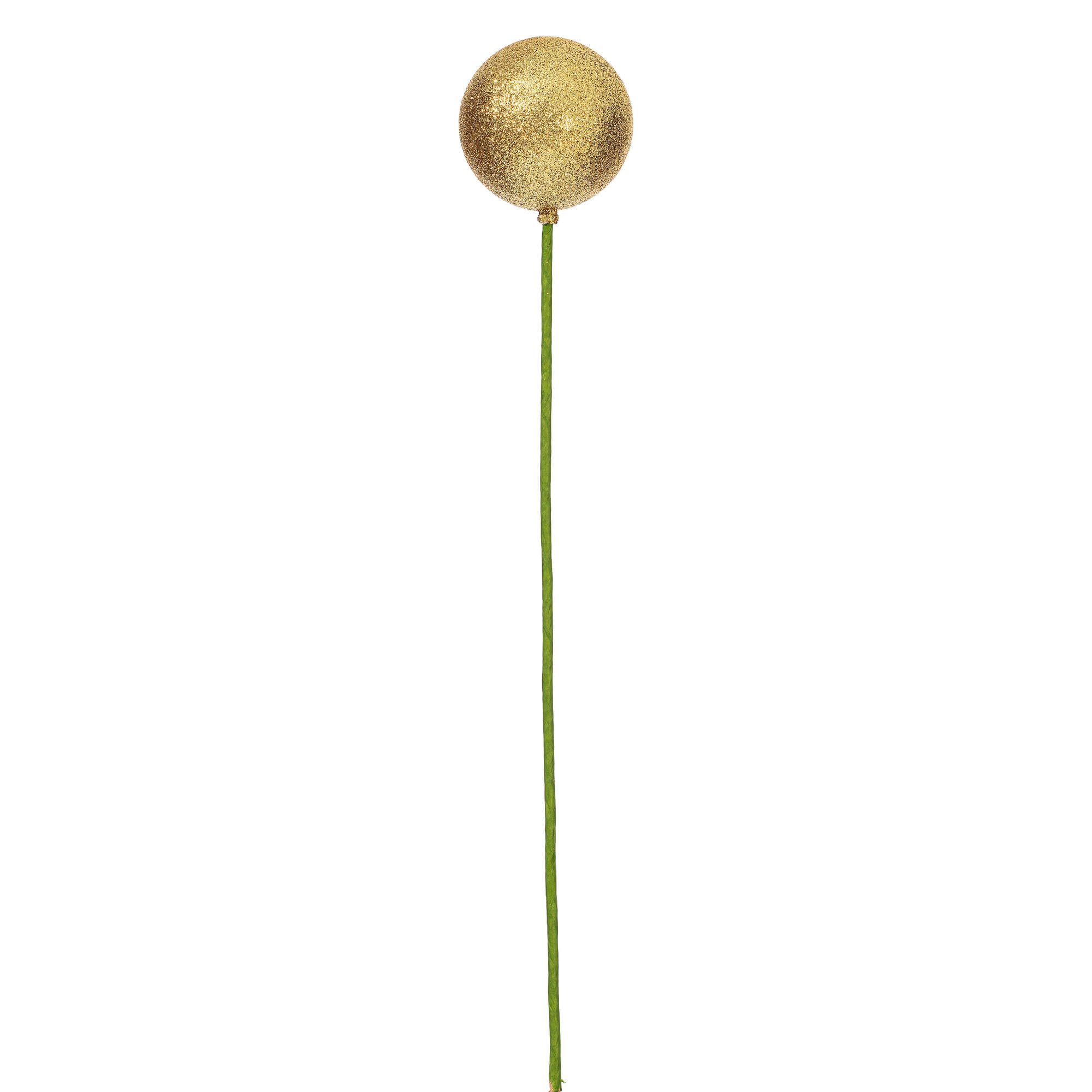 Vickerman Bola Dorada con Purpurina de 7,6 x 45,7 cm, 12 Unidades por Bolsa. Adorno de 3 Pulgadas en un Palo de 45,7 cm.