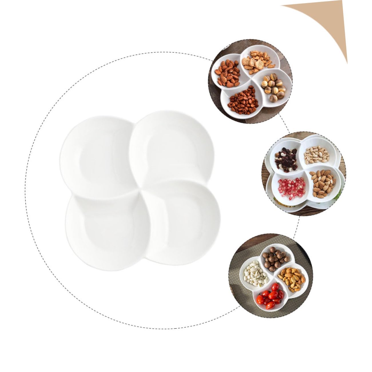 Assiette en Céramique à 4 Compartiments pour Service Alimentaire