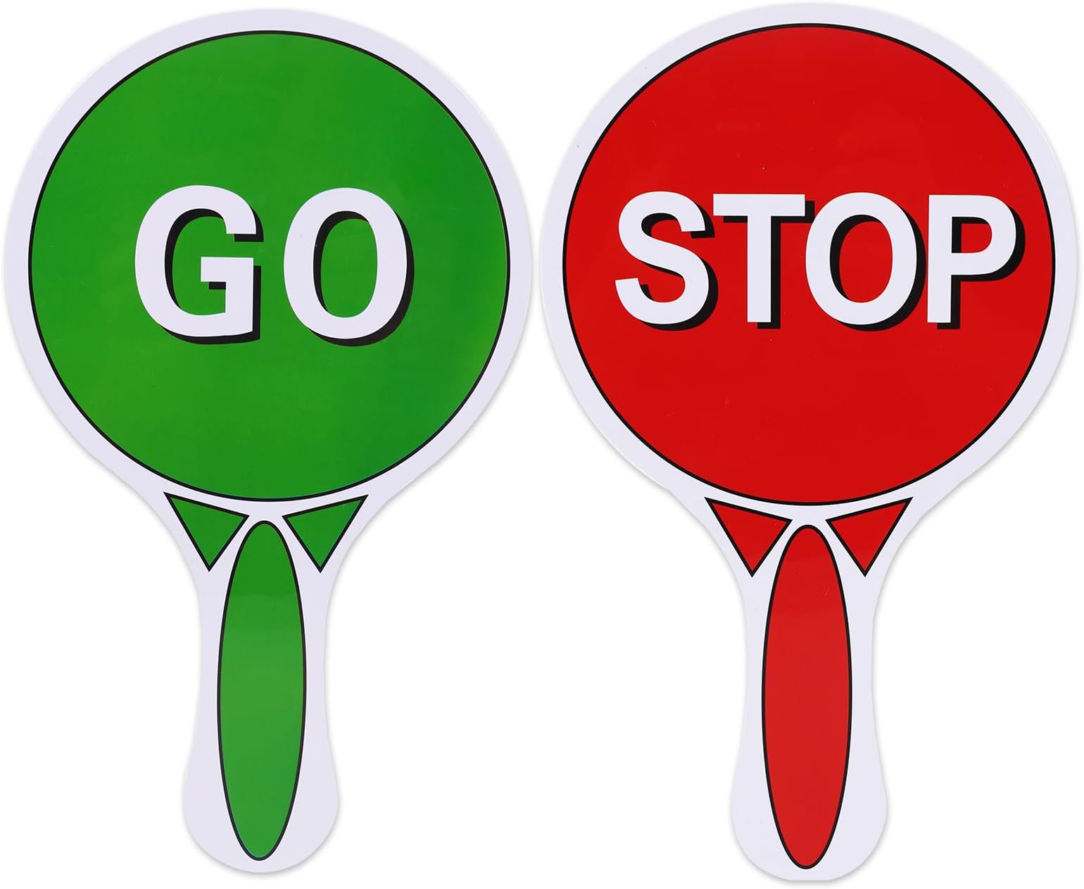 2 Pcs Double Sided Stop and Go Traffic Sign for Kids, School Classroom Safety Learning Outdoor Play with Handle, and Crossing Guard Practice Red Light Green Light Signals(11.8x9.8 Inches)