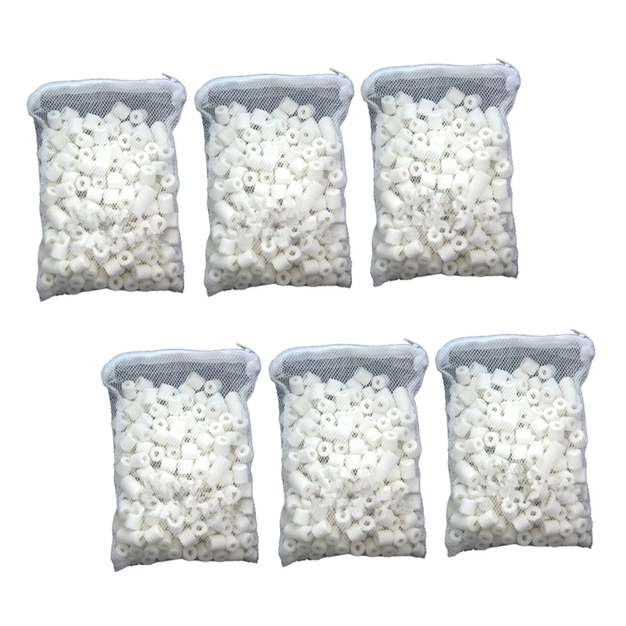 GANAZONO Anillos De Cerámica Bioporosa para Filtro Acuático, Medios Biológicos Porosos, 6 Paquetes De 250g, Biocondicionador para Acuarios y Estanques De Agua Dulce y Salada