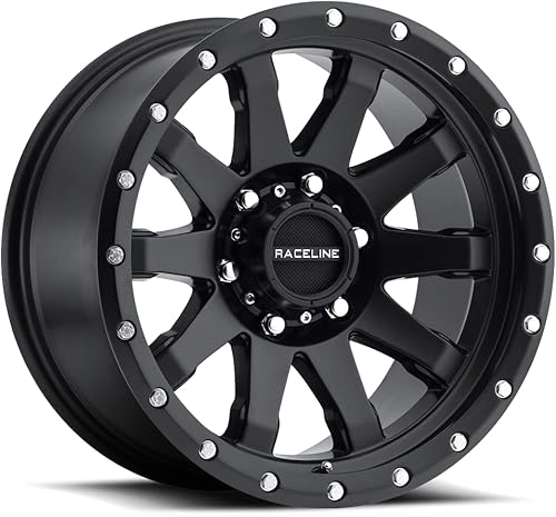 Raceline Ruedas 934B - Rueda de embrague negro mate 16 x 8 pulgadas, 5 x 114.3, patrón de pernos -0.25 pulgadas de desplazamiento(4.25 pulgadas BS)