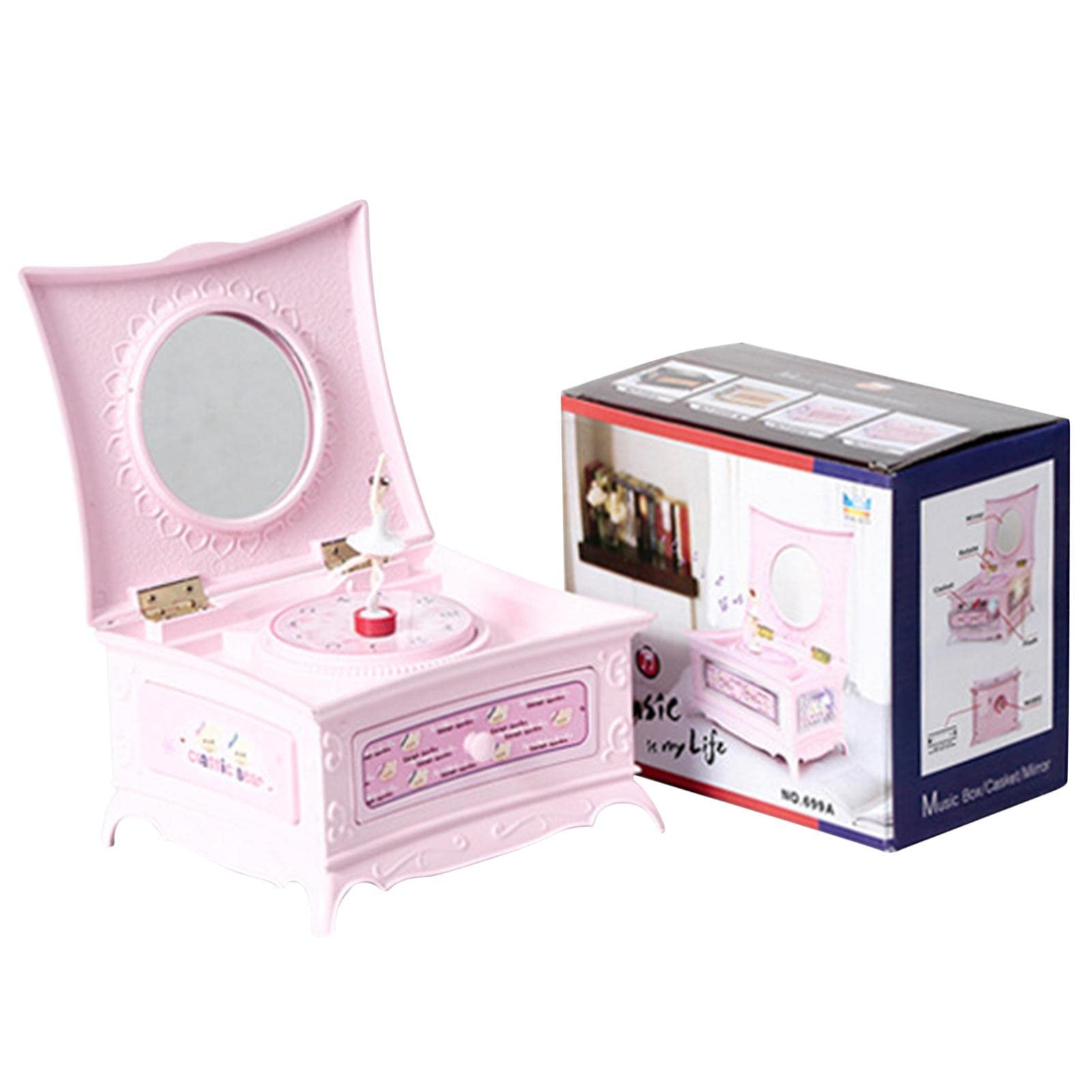 Scatola Musicale Portagioie Con Ballerina E Specchio - Regalo Per Bambine Con Adesivi Unicorno, Viola - Foto 10