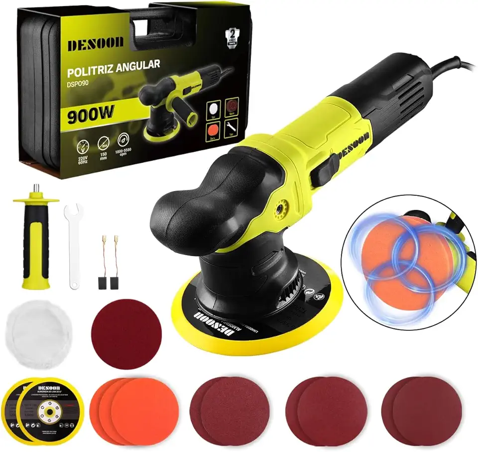 Politriz Roto Orbital Profissional 900W 127V Elétrica Lixadeira Polidor 5500rpm 150MM Polir Lixar Carro Azulejo Madeira Com Acessórios
