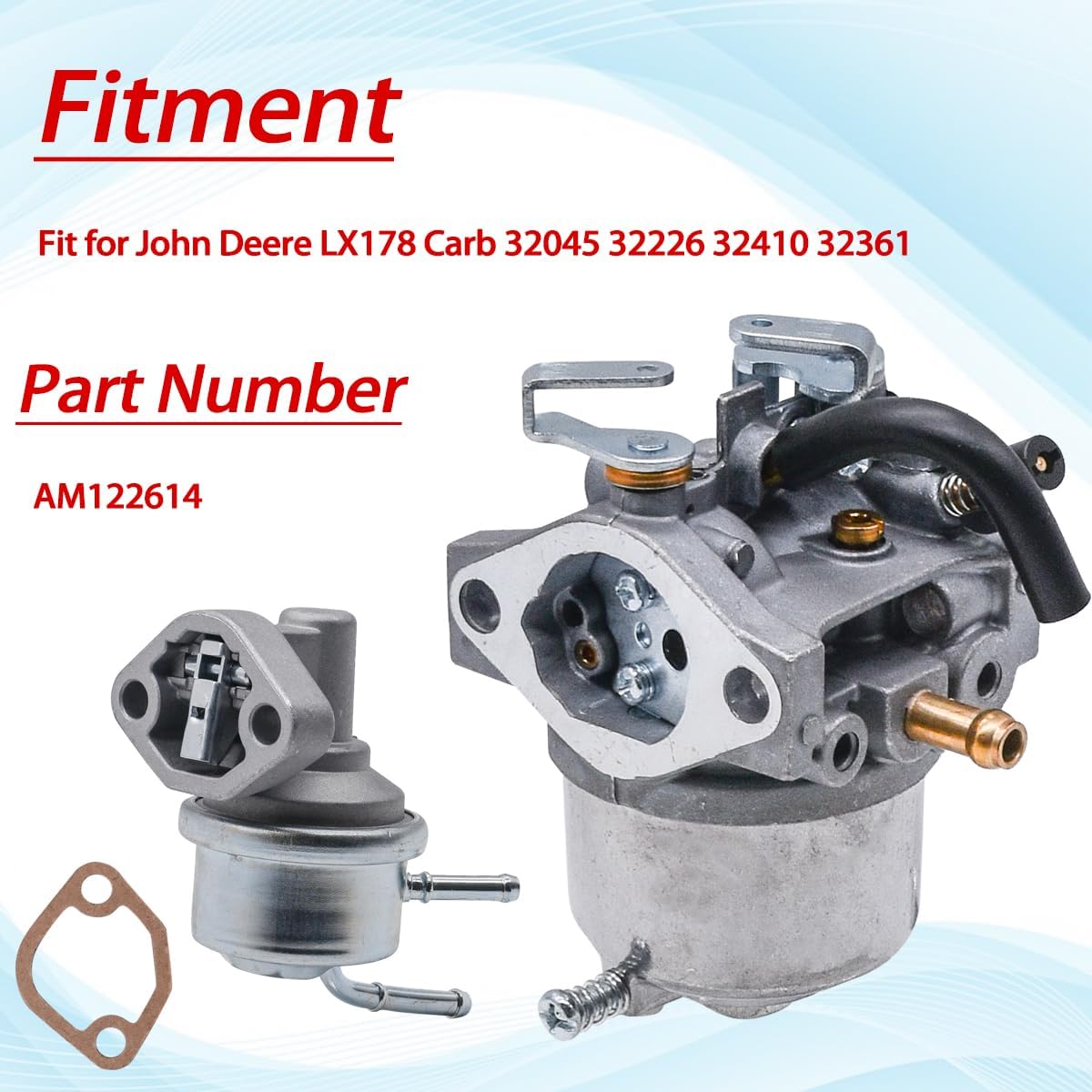 AM122614 Carburetor Fits for John Deere LX178 Carb 32045 32226 32410 32361 Carb with Fuel Pump AM132715