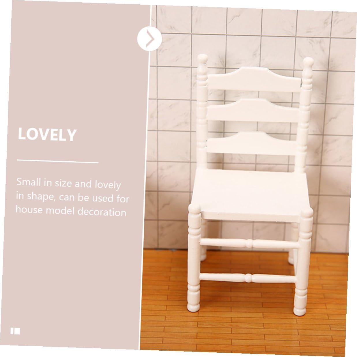 12 Scale Small Doll House Furniture Accessory for DIY Miniature Home Scene, White Long Back Mini Dining Seat for Doll Accessories
