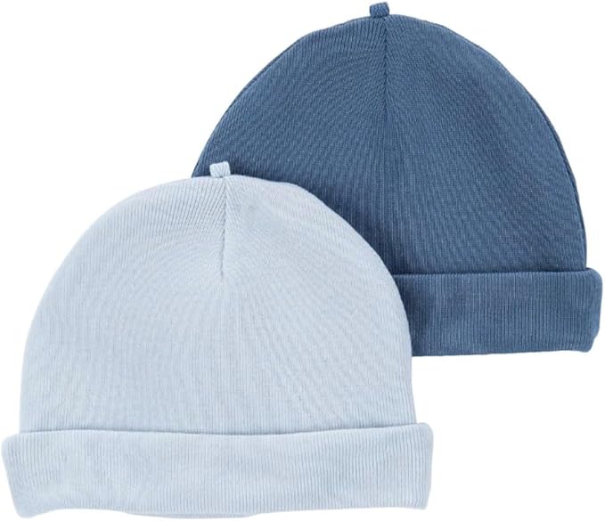 Carter’s Baby 2-Pack Caps – Soft Newborn Beanie Hats for Preemie to 3 Months (Pastel Pink, Blue, Ivory) | Carter’s