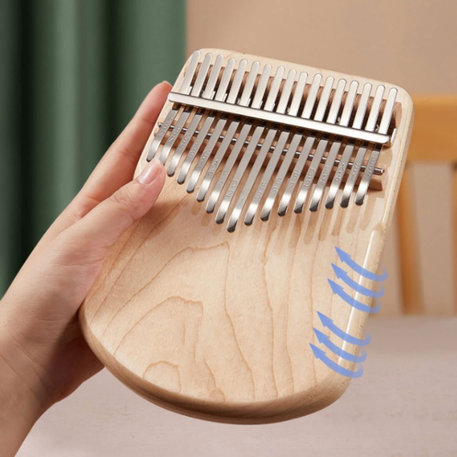 Exquisiter Klang Daumenklavier Mädchen und Jungen Fingerklavier Musikinstrument，21 Tasten，Bedruckt mit kleinen Blumenformen，Geschenk（Walnuss） Einfach zu Spielen