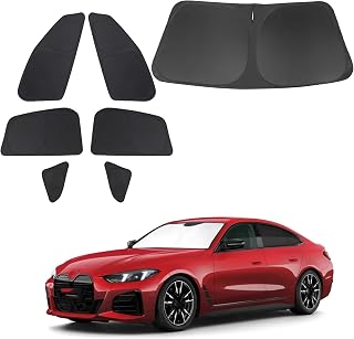 TINGLU ウィンドウシェード BMW i4 M50 2022-2025用 アクセサリー カーサイド フルウィンドウ リア 三角 フロントガラス サンシェード 太陽 紫外線 & プライバシー保護 キャンプ用 7個