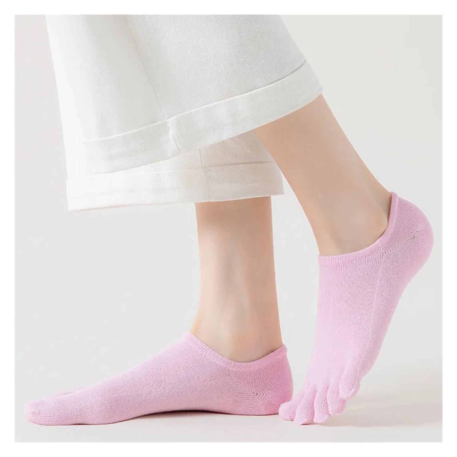 Calze con Dita 5 Paia di Calzini Estivi Invisibili da Donna in Cotone, Sottili, Morbidi, Traspiranti, a Dita(Black)