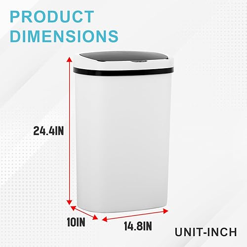 Miniatura 2 de Cubo de basura de cocina de 13 galones de 50 litros, hermoso cubo de basura con tapa y sensor automático para oficina, dormitorio, sala de estar,