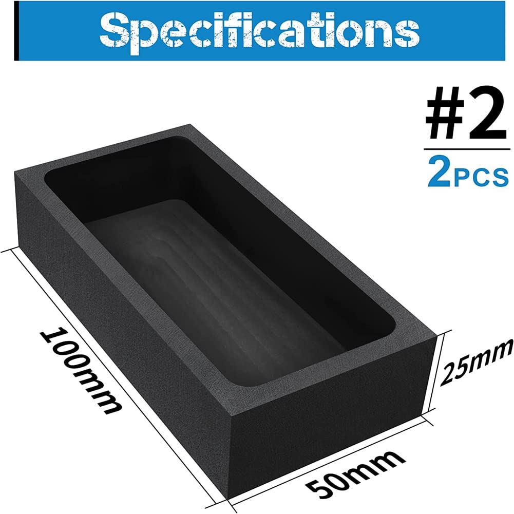 2 Uds. (2-1Kg) Moldes de Lingotes de Grafito para Fundir FundicióN Refinar Metal Cobre Plata Aluminio LatóN