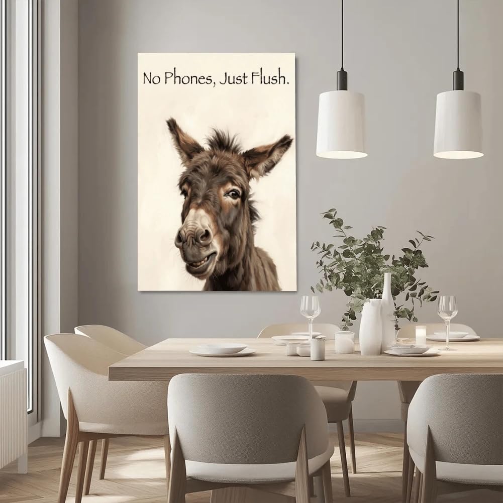lianyibo 1 sztuka Donkey z uśmiechem tekst na płótnie ścienny-grafika plakat ścienny dekoracja salonu sypialni dekoracja domu (60 x 90 cm/bez ramki)
