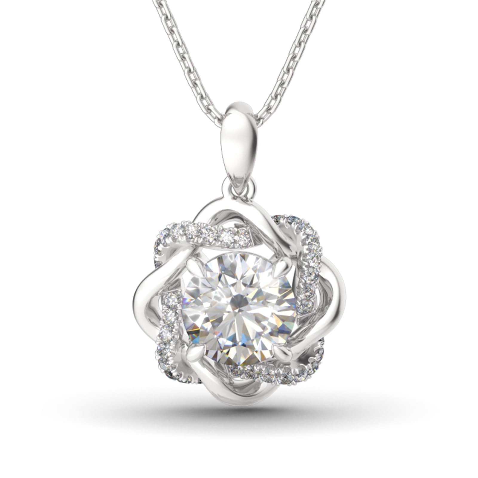 Jeulia Damen Halskette 925 Sterling Silber Knoten der Liebe Halskette mit Blume Anhänger Halskette Schmuck Geschenk für Damen mit Geschenkbox und Karte